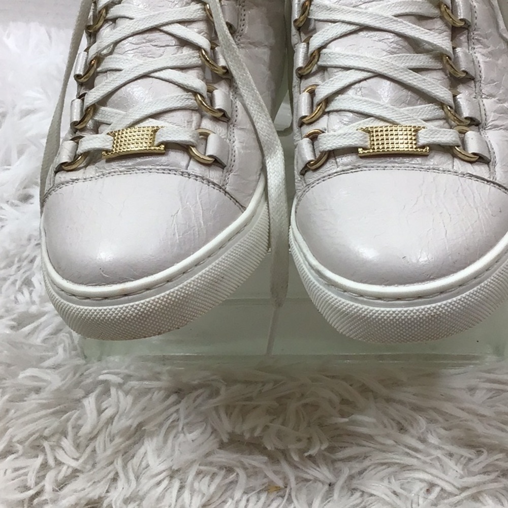 Balenciaga Arena white crinkle leather high top sneakers in box 37 - Picture 5 of 12
